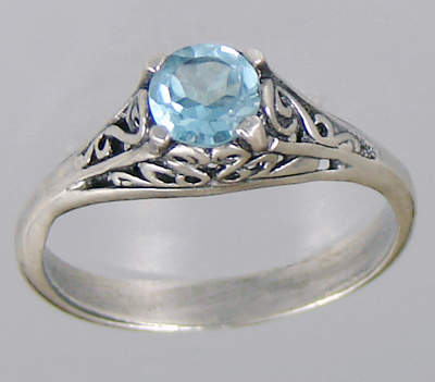 Sterling Silver Gemstone Ring With Blue Topaz Size 10